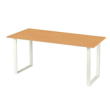 Kancelářský stůl Square, 200 x 80 x 75 cm, rovné provedení, podnoží bílé, buk