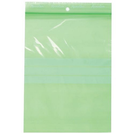 Recyklované uzavíratelné sáčky se zipem Manutan Expert, 50 mic, zelená, 200 x 150 mm, 100 ks