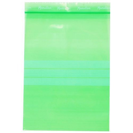Uzavíratelné recyklované sáčky se zipem Manutan Expert, zelené, 160 x 230 mm, 100 ks