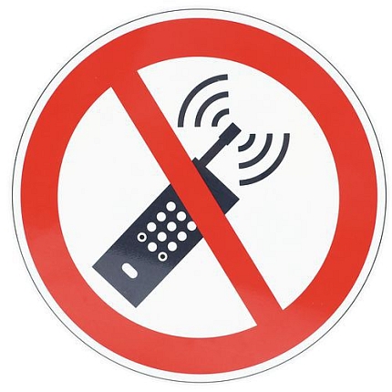 Zákazové značení Manutan Expert - Zákaz používání mobilních telefonů, hliník, 300 mm