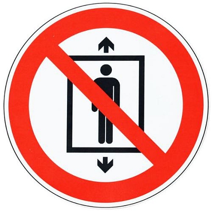 Zákazové značení Manutan Expert - Nepoužívat výtah pro přepravu osob, hliník, 300 mm