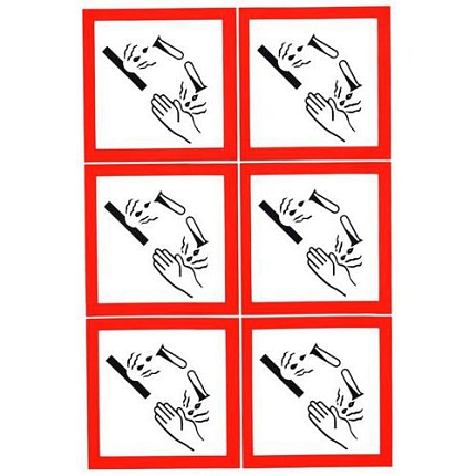 Výstražné CLP tabulky Manutan Expert - Žíravina, samolepicí, 6 ks