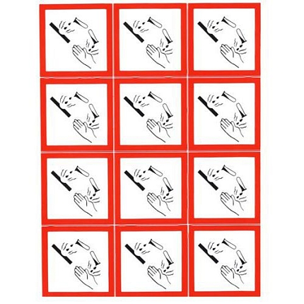 Výstražné CLP tabulky Manutan Expert - Žíravina, samolepicí, 12 ks