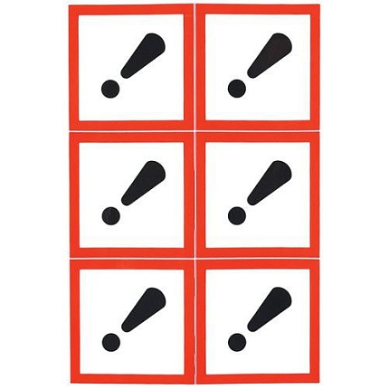 Výstražné CLP tabulky Manutan Expert - Nebezpečné látky - vykřičník, samolepicí, 6 ks