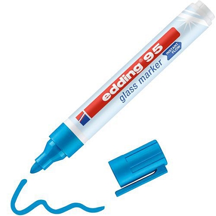 Popisovač na sklo edding 95, světle modrý