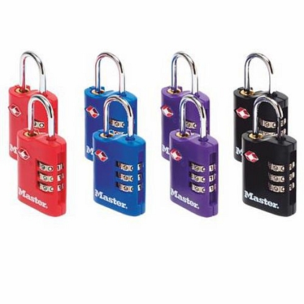 Set kombinačních visacích zámků pro zavazadla TSA 4686EURT Master Lock, 30 mm, 8 ks