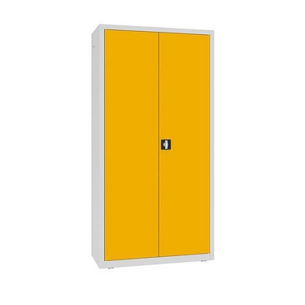 Kovová dílenská skříň, 199 x 100 x 43,5 cm, 4 police, šedá/žlutá