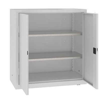 Kovová dílenská skříň, 104 x 100 x 50 cm, 2 police, šedá/šedá