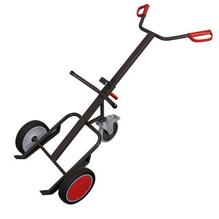 Rudl RU203 na sudy s opěrným kolem, do 250 kg, s plnými koly, šedý