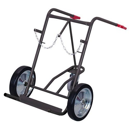 Rudl RU210 na 2 svařovací láhve s opěrným kolem, do 200 kg, s plnými koly, šedý