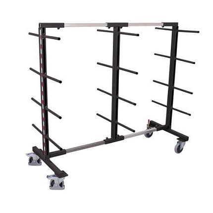 Regálový vozík s nosnými rameny, oboustranný, 24 ramen, 320 x 83 x 180 cm, šedý