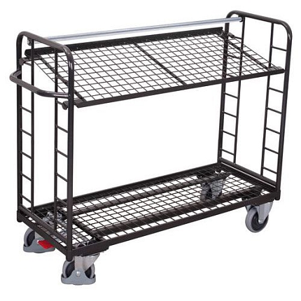 Policový vozík se šikmými mřížovými policemi, 2 police, 180,5 x 65 x 127,5 cm, šedý