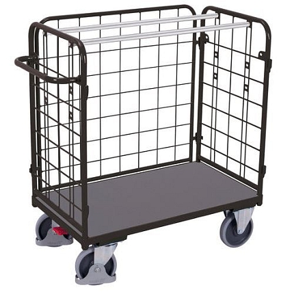 Vozík se 3 mřížovými stěnami, do 400 kg, 104 x 52,5 x 118 cm, šedý