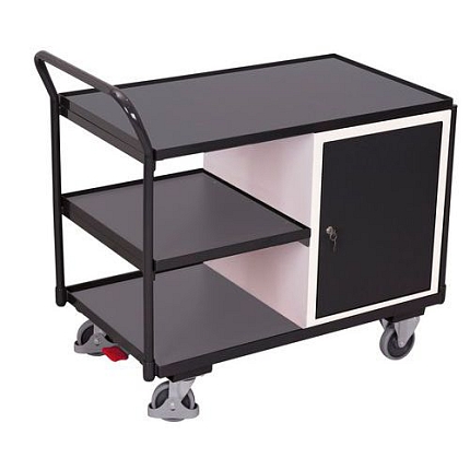 Dílenský vozík se skříňkou, 101 x 112,5 x 62,5 cm, šedý