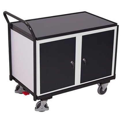 Dílenský vozík se 2 skříňkami, 101 x 112,5 x 62,5 cm, šedý