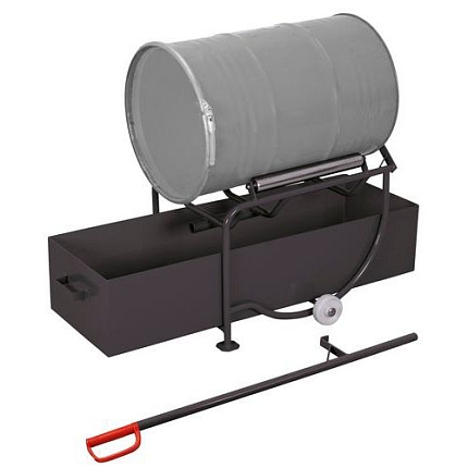 Vozíky na naklápění sudů s ocelovou vanou, 2 ocelové válečky, 200 l, do 250 kg