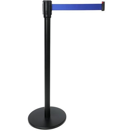 Zahrazovací sloupek s pásem Manutan Expert Solo, 2 m, modrý