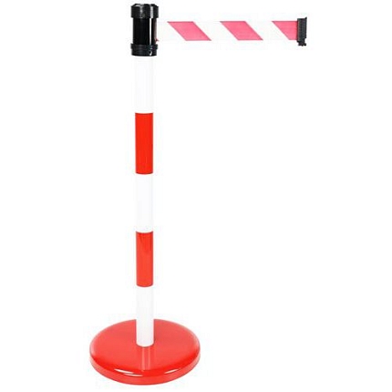 Zahrazovací sloupek s pásem Manutan Expert, 2 m, červený/bílý