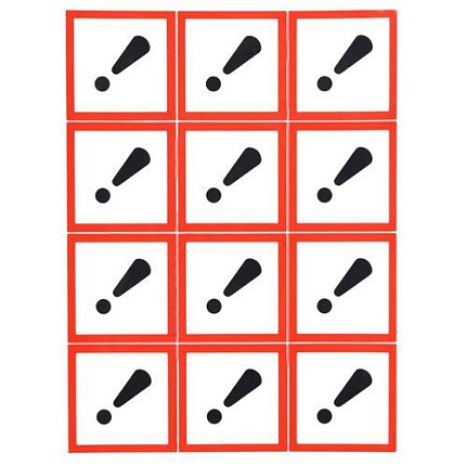 Výstražné CLP tabulky Manutan Expert - Nebezpečné látky - vykřičník, samolepicí, 12 ks