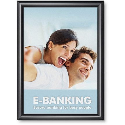 Rám na plakáty Manutan Expert, ostré rohy, černý, A3