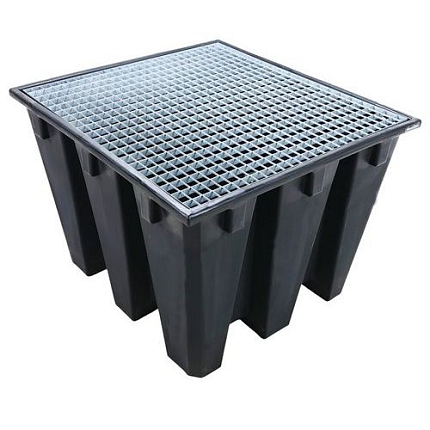 Plastová záchytná vana pod IBC kontejner, 1 100 l, pozinkovaný rošt - Manutan Expert