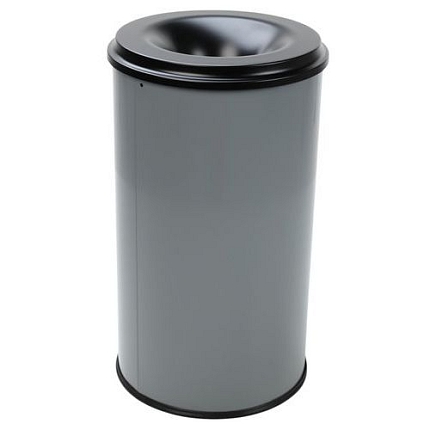 Kovový samozhášecí odpadkový koš Manutan Expert Safe, objem 50 l, šedý/černý