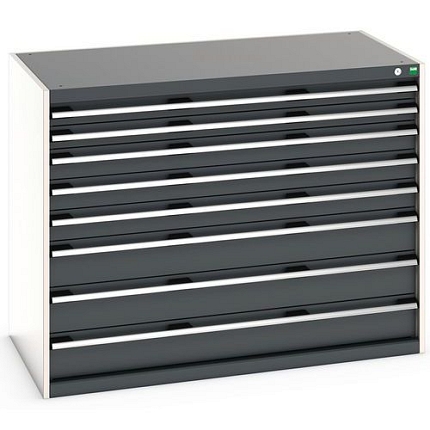 Dílenská zásuvková skříň Bott Cubio 200, 100 x 130 x 75 cm, 8 zásuvek, šedá-antracit