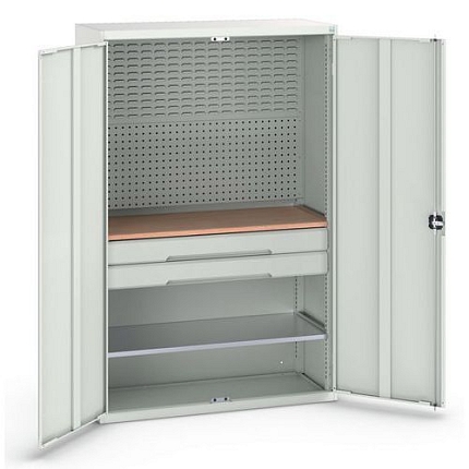 Dílenská skříň se zásuvkami Bott Verso, 200 x 130 x 55 cm, 1 police, 2 zásuvky, šedá-šedá