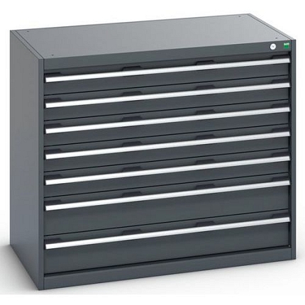 Dílenská zásuvková skříň Bott Cubio 200, 90 x 105 x 65 cm, 7 zásuvek, antracit-antracit