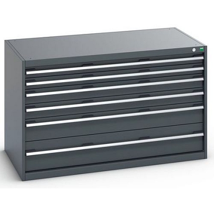 Dílenská zásuvková skříň Bott Cubio 200, 80 x 130 x 75 cm, 6 zásuvek, antracit-antracit