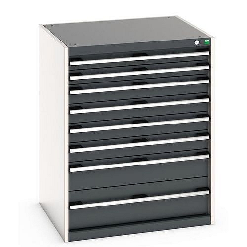 Dílenská zásuvková skříň Bott Cubio 200, 100 x 80 x 75 cm, 8 zásuvek, šedá-antracit