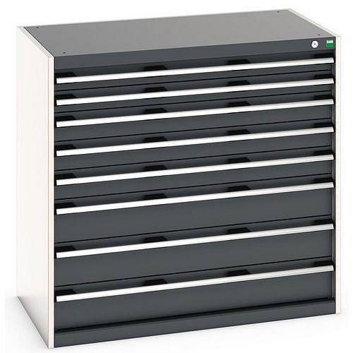 Dílenská zásuvková skříň Bott Cubio 200, 100 x 105 x 65 cm, 8 zásuvek, šedá-antracit