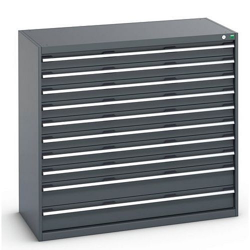 Dílenská zásuvková skříň Bott Cubio 200, 120 x 130 x 65 cm, 10 zásuvek, antracit-antracit