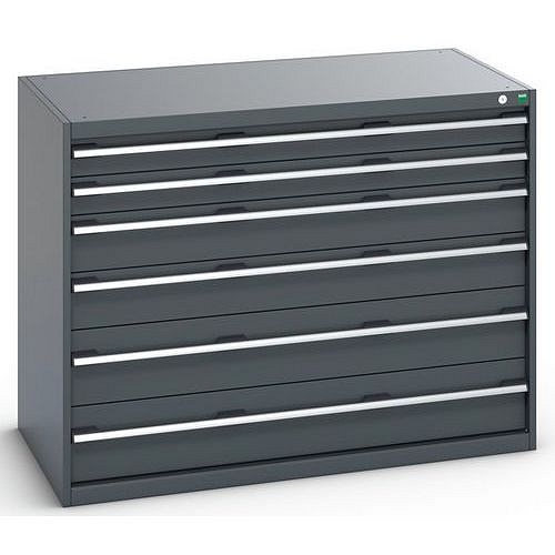 Dílenská zásuvková skříň Bott Cubio 200, 100 x 130 x 75 cm, 6 zásuvek, antracit-antracit