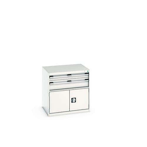 Dílenská zásuvková skříň Bott Cubio 200, 80 x 80 x 65 cm, 2 zásuvky, 1 sk??íňka, šedá-šedá