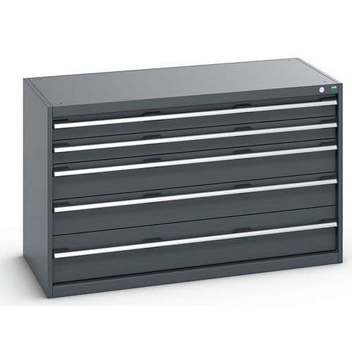 Dílenská zásuvková skříň Bott Cubio 200, 80 x 130 x 65 cm, 5 zásuvek, antracit-antracit