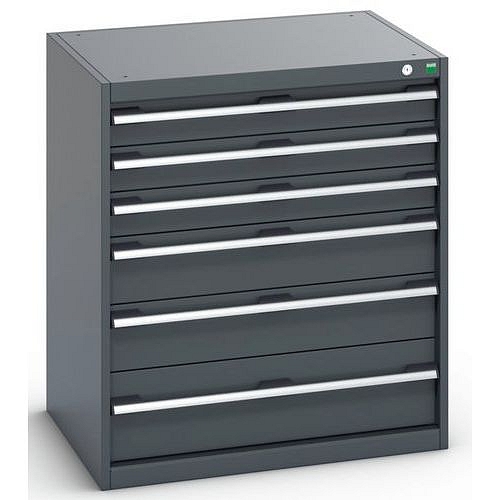 Dílenská zásuvková skříň Bott Cubio 200, 90 x 80 x 65 cm, 6 zásuvek, antracit-antracit