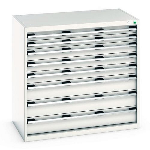 Dílenská zásuvková skříň Bott Cubio 200, 100 x 105 x 65 cm, 8 zásuvek, šedá-šedá