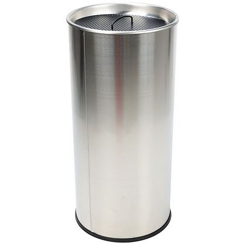 Stojanový venkovní popelník Manutan Expert Stream, objem 60 l, nerez
