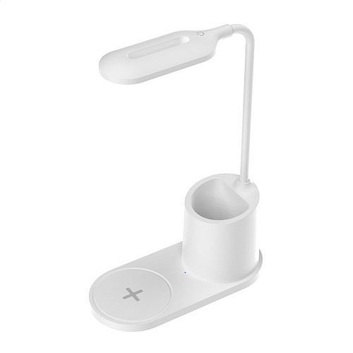 LED stolní lampa Platinet 3W, bezdrátové nabíjení, bílá