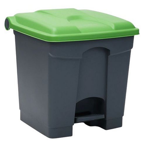 Odpadkový nášlapný koš Manutan Expert, 30 l, zelená/šedá