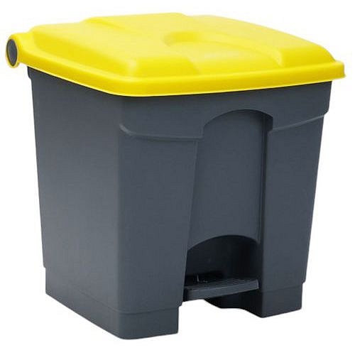 Odpadkový nášlapný koš Manutan Expert, 30 l, žlutá/šedá