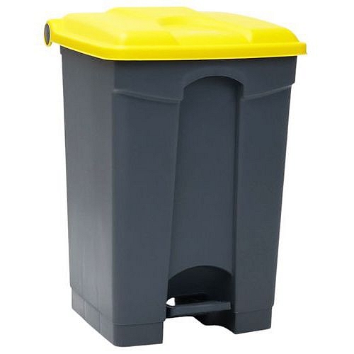 Odpadkový nášlapný koš Manutan Expert, 45 l, žlutá/šedá