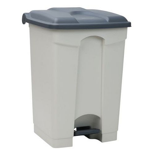 Odpadkový nášlapný koš Manutan Expert, 45 l, šedá/bílá
