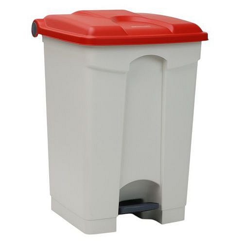 Odpadkový nášlapný koš Manutan Expert, 45 l, červená/bílá