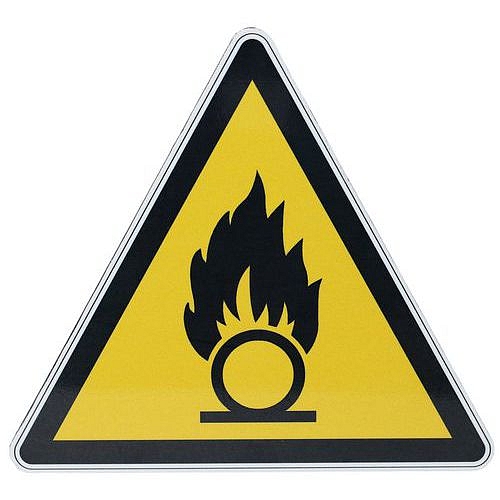 Výstražná tabulka Manutan Expert - Výstraha před látkami podporujícími hoření, hliník, 200 mm