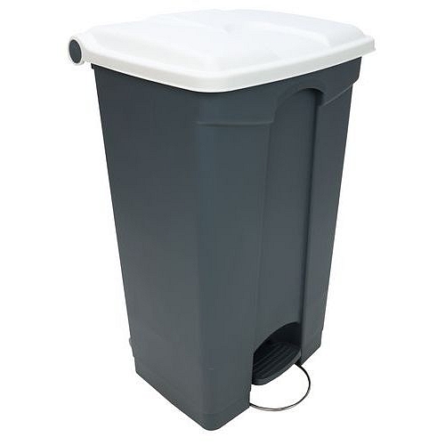 Odpadkový nášlapný koš Manutan Expert, 90 l, bílá/šedá
