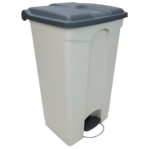 Odpadkový nášlapný koš Manutan Expert, 90 l, šedá/bílá