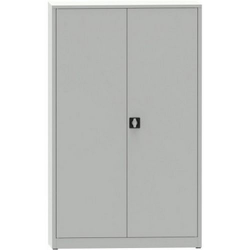 Svařovaná kovová dílenská skříň, 195 x 120 x 60 cm, 4 police, nosnost 100 kg/police, šedá