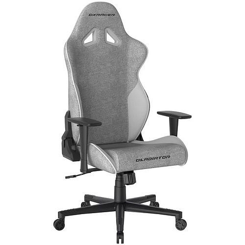 Herní židle DXRacer GLADIATOR, šedá/bílá, látková